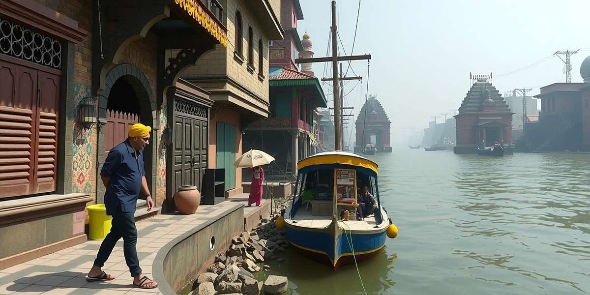 Ganges River Puja exploration scene showing narrow lanes of Varanasi with hidden temples